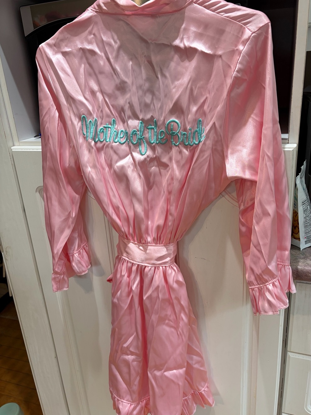 Pink 'Mother of the Bride' Satin Robe and matching pyjamas - Size small